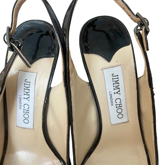 Jimmy Choo Authentic Black Sequin Slingback Heels Sz 37 (7) - Picture 3 of 12